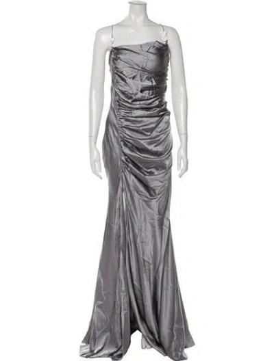 Pre-owned Mach&mach Silk Long Dress In Grey