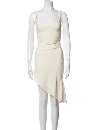 Pre-owned Mach&mach Silk Mini Dress In Neutrals