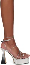 Mach&mach Silver Double Bow 140 Heeled Sandals In Clear