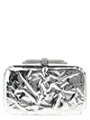 Mach&mach Double Bow Wrapped Mirror Leather Clutch Bag In Silver