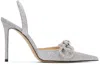 Mach&mach Silver Double Bow Glitter 110 Heels In Silver