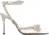 Mach&mach Silver Double Bow High Heels In Clear
