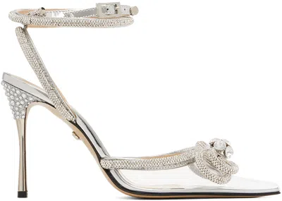 Mach&mach Silver Double Bow High Heels In Clear