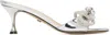 Mach&mach Double Bow Silver Patent Leather Mule Pumps In Silver