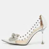 Mach&mach Silver Patent Leather And Pvc Double Bow Pumps In Silver