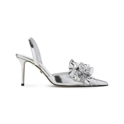 MACH&MACH SILVER POINTED TOE HEELS