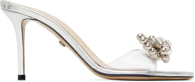 Mach&mach Silver Stud Bow Mules In Transparent Silver