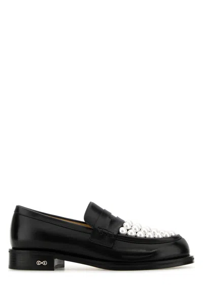 MACH&MACH MACH&MACH BLACK LEATHER SIRENE LOAFERS