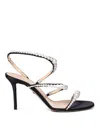 Mach&mach Sirene Pearly Stud Satin Strappy Sandals In Black