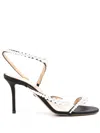 Mach&mach Mach & Mach Women Sirene Satin Round Toe Pearl Sandals In Black