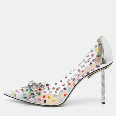 Pre-owned Mach&mach Size 42 Transparent Multicolor Crystals And Pvc Pumps
