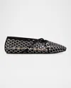 Mach&mach Crystal-embellished Lattice Ballet Flats In Black