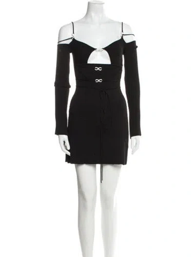 Pre-owned Mach&mach Square Neckline Mini Dress In Black