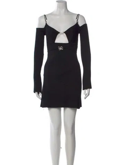 Pre-owned Mach&mach Square Neckline Mini Dress In Black