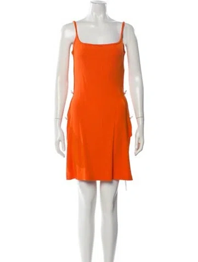 Pre-owned Mach&mach Square Neckline Mini Dress In Orange