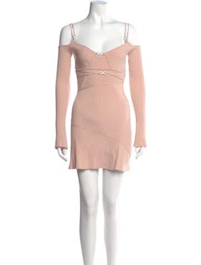 Pre-owned Mach&mach Square Neckline Mini Dress In Pink