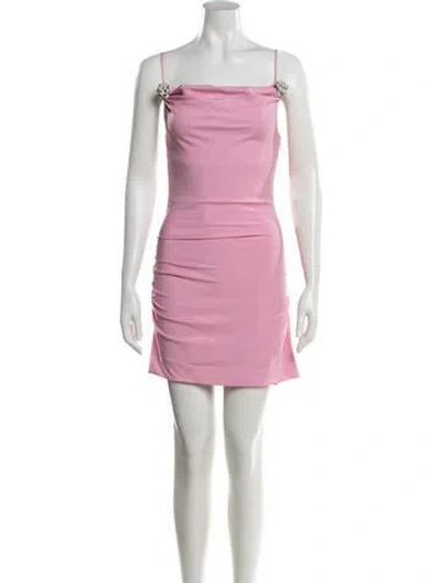 Pre-owned Mach&mach Square Neckline Mini Dress In Pink