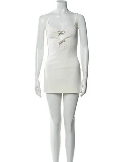 Pre-owned Mach&mach Square Neckline Mini Dress In White