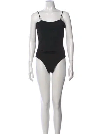 Pre-owned Mach&mach Square Neckline Sleeveless Bodysuit In Black