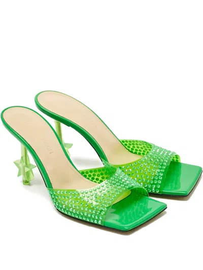 Pre-owned Mach&mach Star Crystal-embellished Heeled Sandals In Green