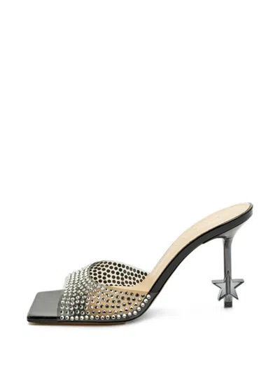 Pre-owned Mach&mach Star Crystal-embellished Heeled Sandals In Black