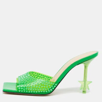 Pre-owned Mach&mach Star Size 36 Green Pvc Slide Sandals