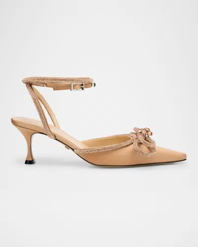 Mach&mach Strass Bow Double Ankle-strap Pumps In Brown