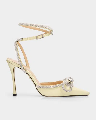 Mach&mach Strass Mesh Double Bow Ankle-strap Pumps In Multi