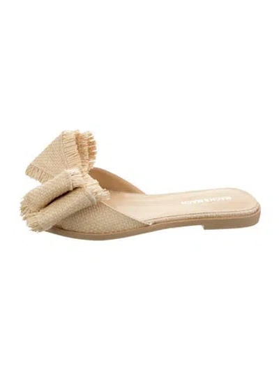 Pre-owned Mach&mach Straw Bow Accents Slides In Neutrals