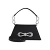 Mach&mach Mach & Mach Structured Silk Shoulder Bag With Bow Detail In Black