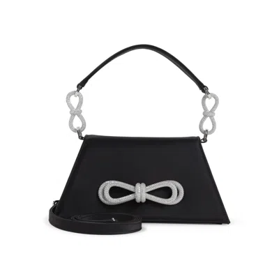 Mach&mach Mach & Mach Structured Silk Shoulder Bag With Bow Detail In Black