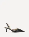 Mach&mach Crystallised Corset Slingback Pumps In Black