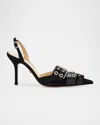 Mach&mach 100mm Buckle-detail Pointed-toe Pumps In Black