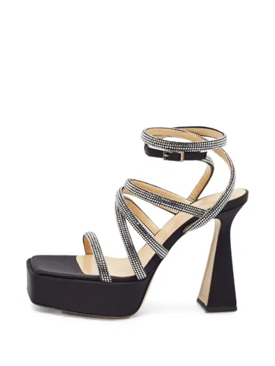Pre-owned Mach&mach Sydney Crystal-embellished Platform Sandals In Black