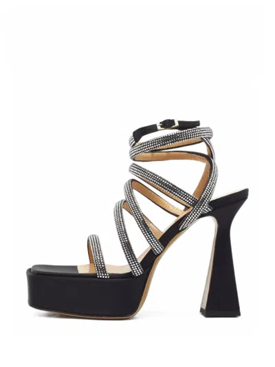 Pre-owned Mach&mach Sydney Crystal-embellished Sandals In Black