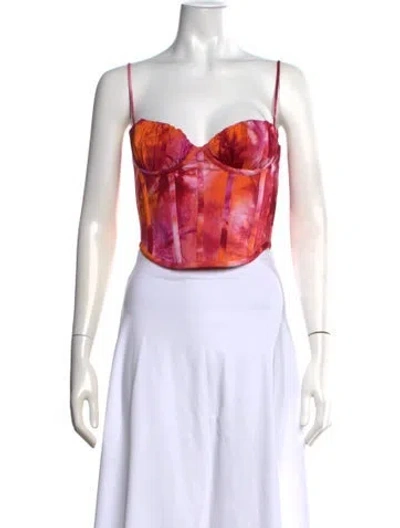 Pre-owned Mach&mach Tie-dye Print Square Neckline Crop Top In Multicolor