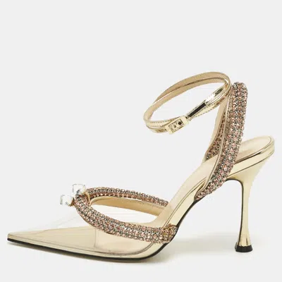 Pre-owned Mach&mach Transparent Leather And Pvc Crystal Embellish Georgia Pumps Size 38