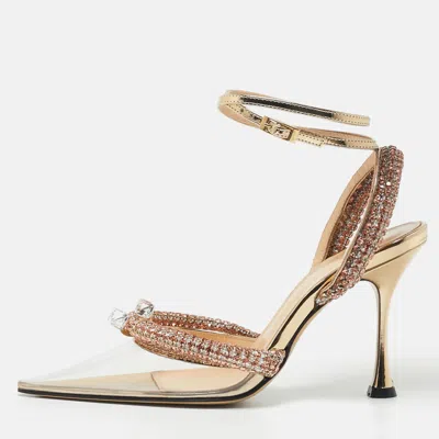 Mach&mach Transparent Pvc Crystal Embellished Georgia Pumps In Gold