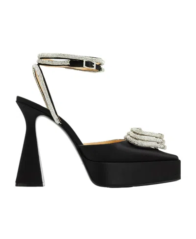 Mach&mach Triple Heart 130mm Crystal-embellished Pumps In Black
