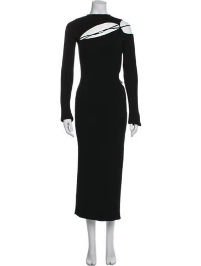 Pre-owned Mach&mach Turtleneck Long Dress In Black