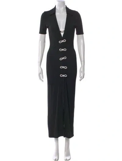 Pre-owned Mach&mach V-neck Long Dress In Black