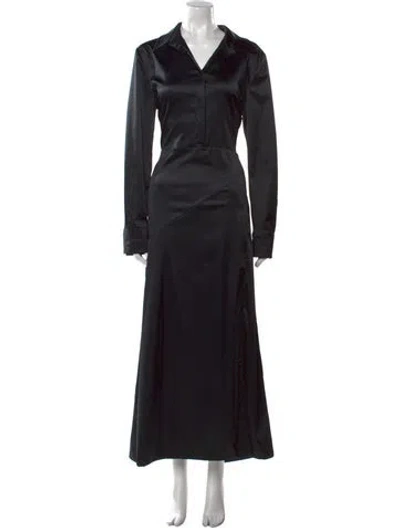 Pre-owned Mach&mach V-neck Long Dress In Black