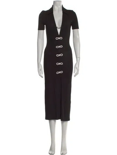 Pre-owned Mach&mach V-neck Long Dress In Black