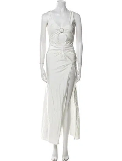 Pre-owned Mach&mach V-neck Long Dress In Neutral