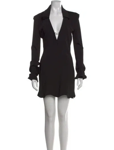 Pre-owned Mach&mach V-neck Mini Dress In Black