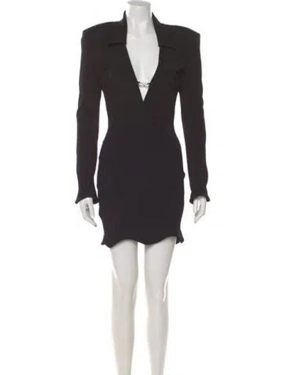 Pre-owned Mach&mach V-neck Mini Dress In Gray