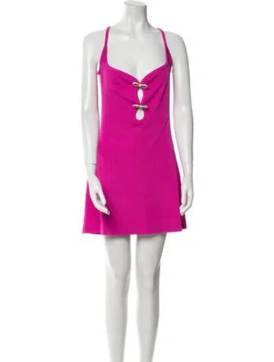 Pre-owned Mach&mach V-neck Mini Dress In Pink