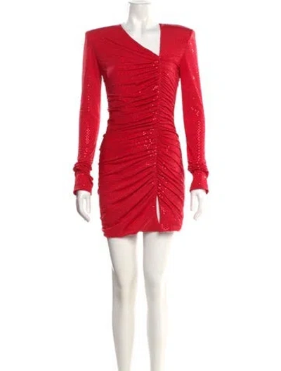 Pre-owned Mach&mach V-neck Mini Dress In Red