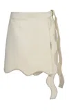 Mach&mach Wavy Crystal-trimmed Wool Mini Skirt In White