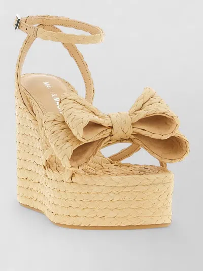 Mach&mach Wedge Sandals Open Toe Braid Bow In Brown